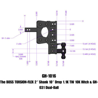 compare product Gen-Y The Boss Torsion-Flex 2in Shank 10in Drop 1.1K TW 10K Hitch w/GH-031 Dual-Ball