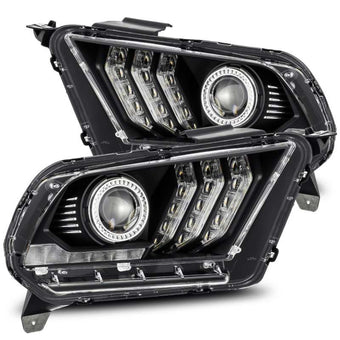 compare product AlphaRex 10-12 Ford Mustang LUXX LED Proj Headlights Plank Style Black w/Activ Light/Seq Signal