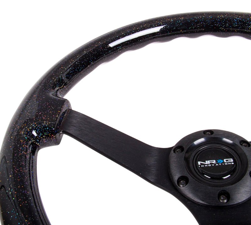 NRG Reinforced Steering Wheel (350mm / 3in Deep) Classic Blk Sparkle Wood Grain w/Blk 3 - Spoke Center - My Store