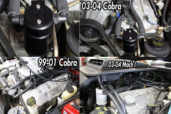 compare product J&L 99-04 Ford Mustang SVT Cobra Driver Side Oil Separator 3.0 - Black Anodized