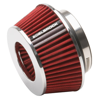 compare product Edelbrock Air Filter Pro-Flo Series Conical 3 7In Tall Red/Chrome