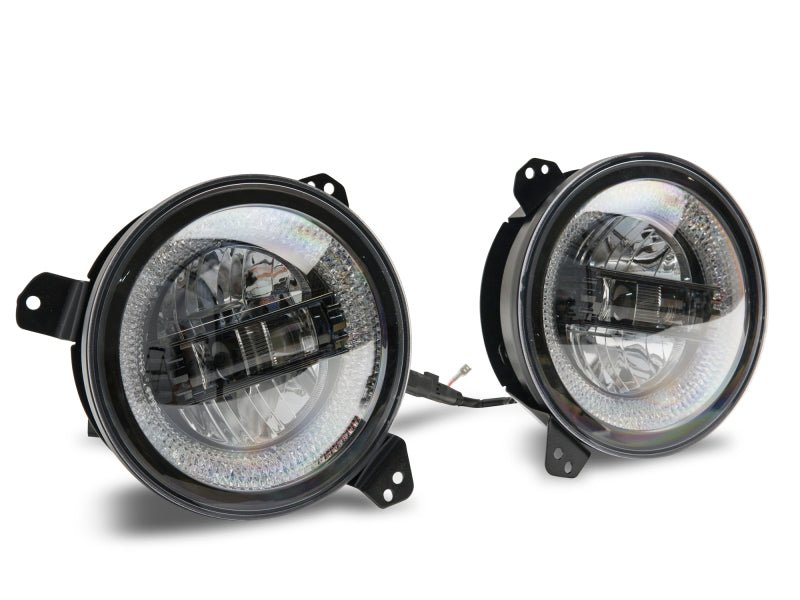 Raxiom 18 - 22 Jeep Wrangler JL/JT Axial Series LED Headlights - Black Housing (Clear Lens) - My Store