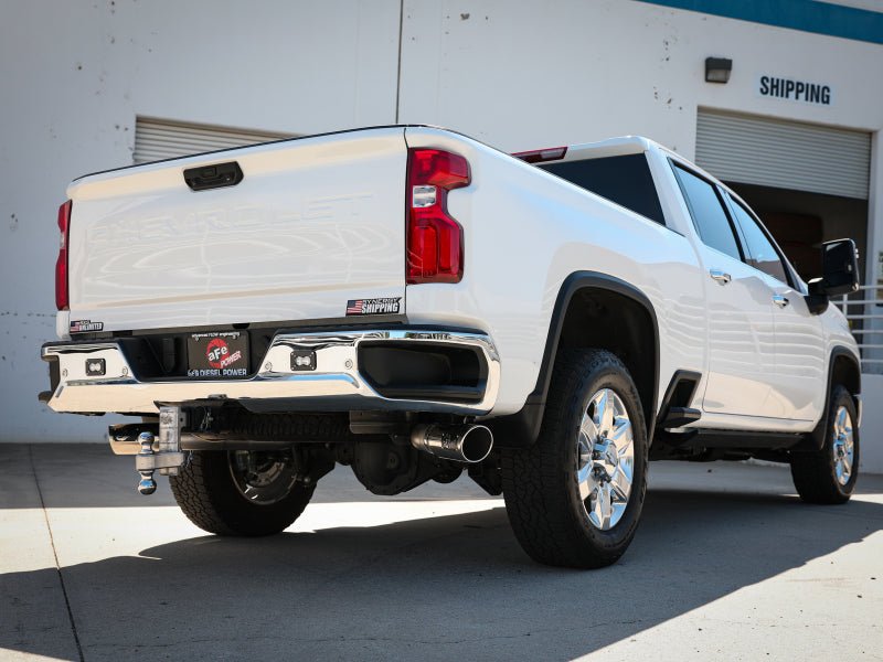 aFe Large Bore - HD 4in 409SS DPF - Back Exhaust System w/Polished Tips 20 GM Diesel Trucks V8 - 6.6L - My Store