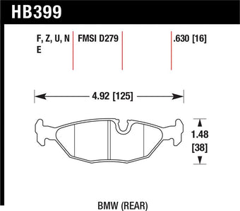 compare product Hawk 84-4/91 BMW 325 (E30) HT-10 Rear Race Pads (NOT FOR STREET USE)