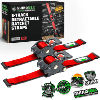 compare product Rhino USA Retractable Ratchet Straps (2Pk 1Inx10Ft) Red