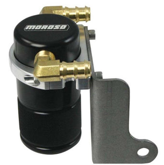 compare product Moroso 06-Up Dodge Charger/Challenger 6.1L Air/Oil Separator Catch Can - Billet Aluminum - Black
