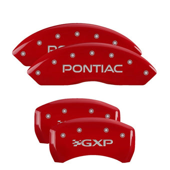 compare product MGP 4 Caliper Covers Engraved Front Pontiac Engraved Rear GXP Red finish silver ch