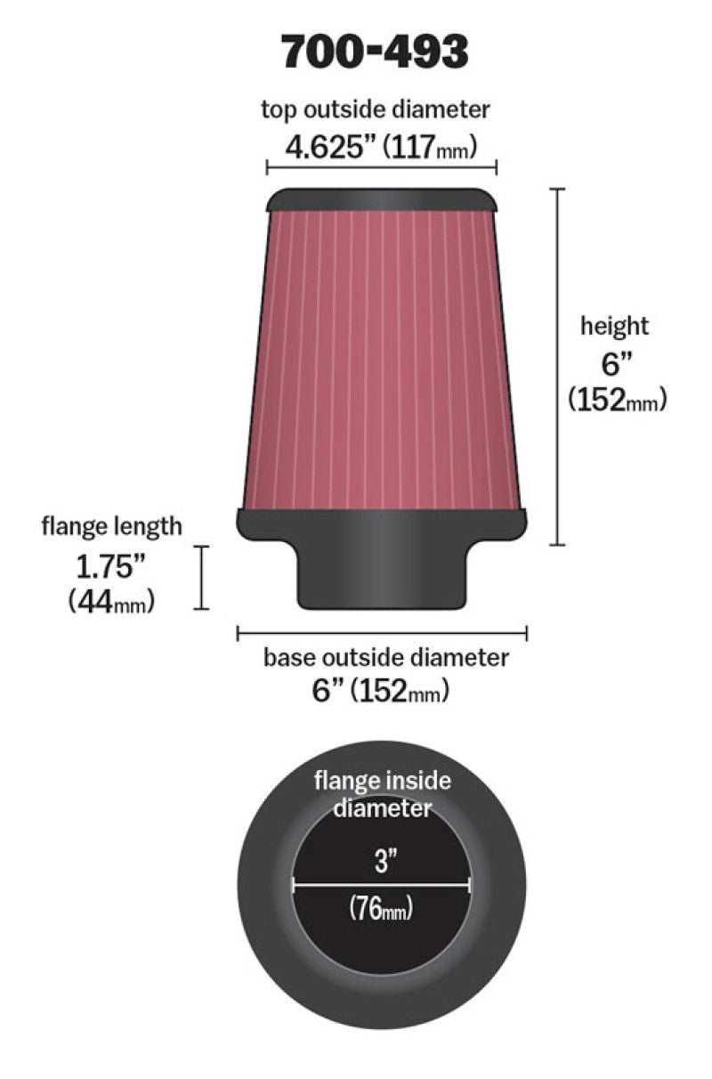 Airaid Universal Air Filter - Cone 3 x 6 x 4 5/8 x 6 - My Store