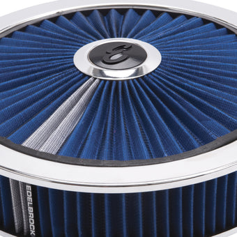 compare product Edelbrock Air Cleaner Pro-Flo High-Flow Series Round Filtered Top 14In Dia X 3 125In