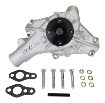 compare product Edelbrock Long Water Pump For Small-Block Chevy, Reverse Rotation, Satin Finish