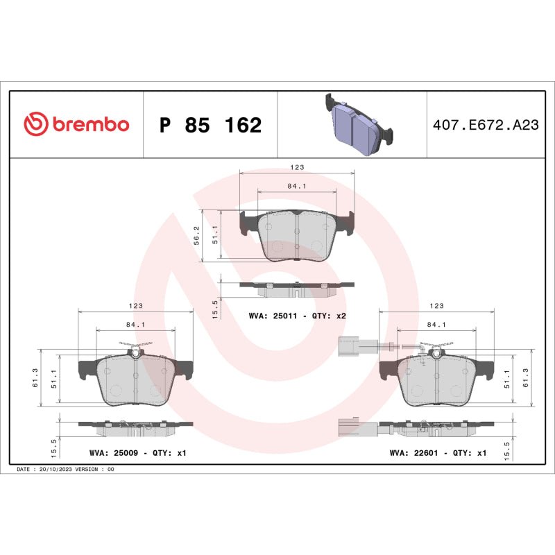 Brembo 18 - 20 Audi RS3/ Audi TT RS Quattro Rear Low - Met Brake Pad - My Store