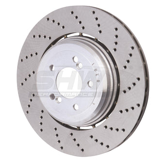 compare product SHW 06-10 BMW M5 5.0L Right Rear Cross-Drilled Lightweight Brake Rotor (34212282808)