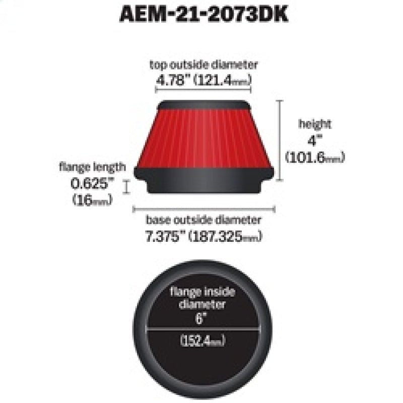 AEM 5 in x 5 in Dryflow Air Filter - My Store