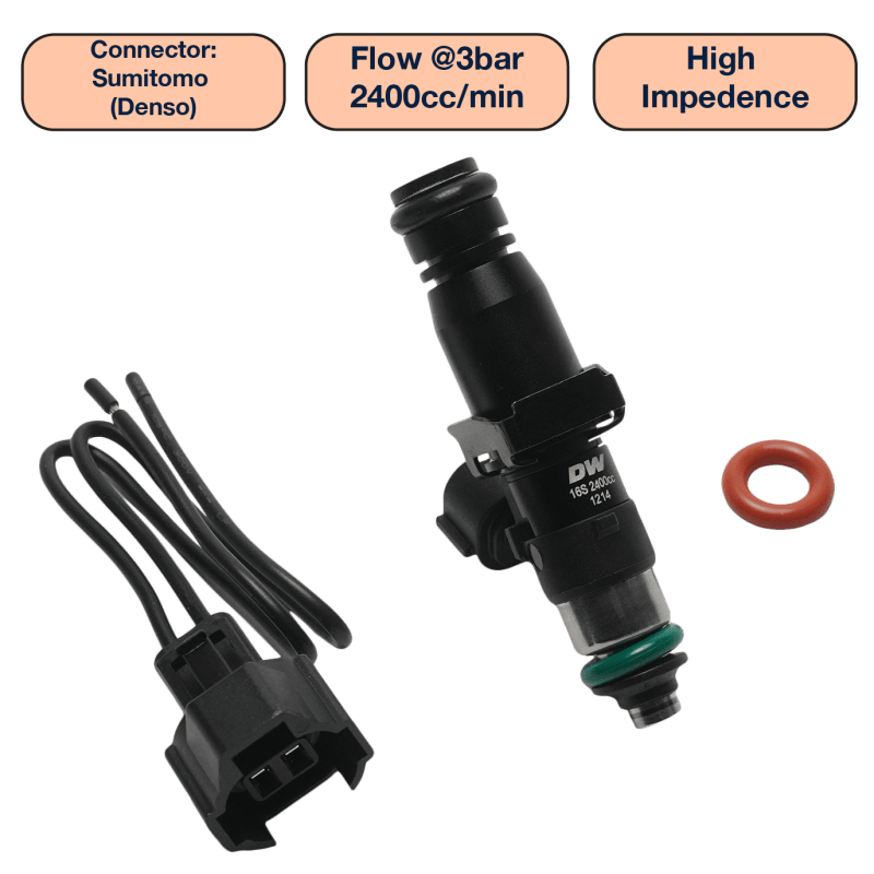 DeatschWerks Universal 2400cc Single Fuel Injector / 60mm Length / 14mm O - Ring Seals - My Store