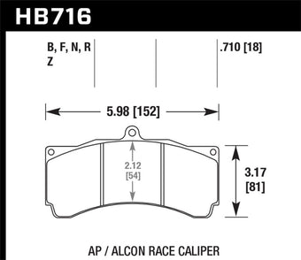 compare product Hawk AP Racing/Alcon Universal DTC-70 Race Brake Pads