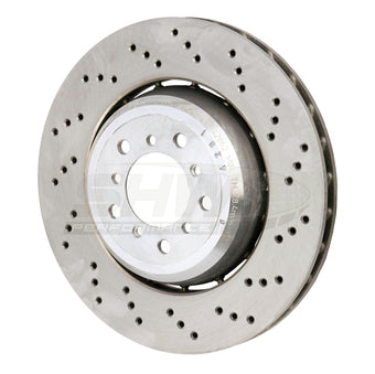 compare product SHW 08-13 BMW M3 4.0L Right Front Cross-Drilled Lightweight Brake Rotor (34112283802)