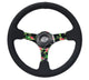 NRG Reinforced Steering Wheel (350mm / 3in. Deep) Black Suede w/ 5mm Floral 3 - Spoke Center - My Store