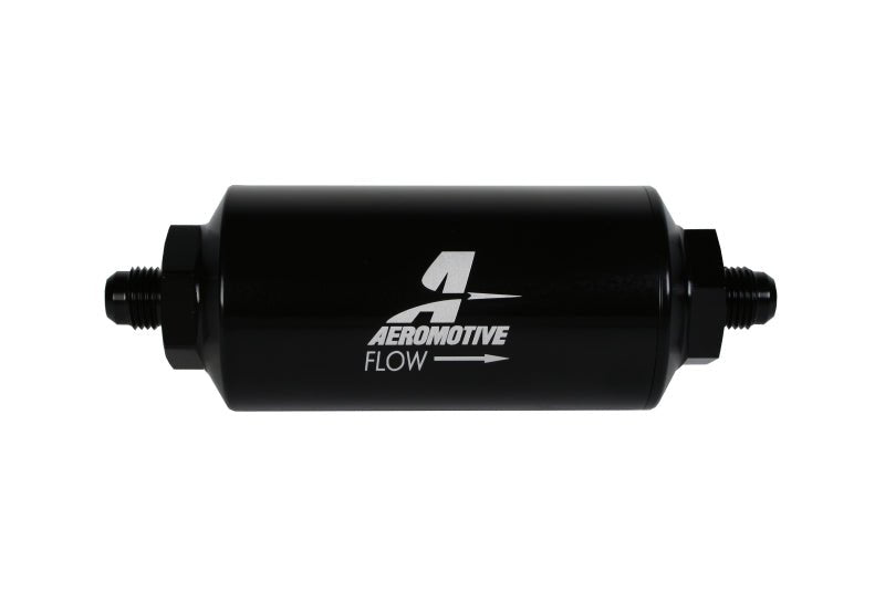 Aeromotive In - Line Filter - (AN - 6 Male) 10 Micron Fabric Element Bright Dip Black Finish - My Store