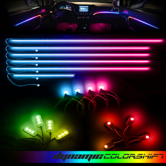 compare product Oracle Lighting Dynamic Colorshift 18 Piece Universal Full LED Interior Dash Board Kit