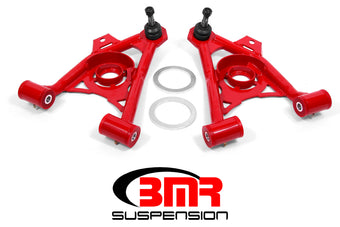 compare product BMR 94-04 Mustang Lower Non-Adj. A-Arms (Poly) w/ Tall Ball Joint / Spring Pocket - Red