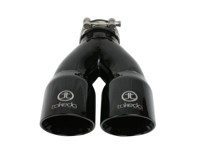 aFe Takeda 2.5in 304 Stainless Steel Clamp - on Exhaust Tip 2.5in Inlet 3in Dual Outlet - Black - My Store