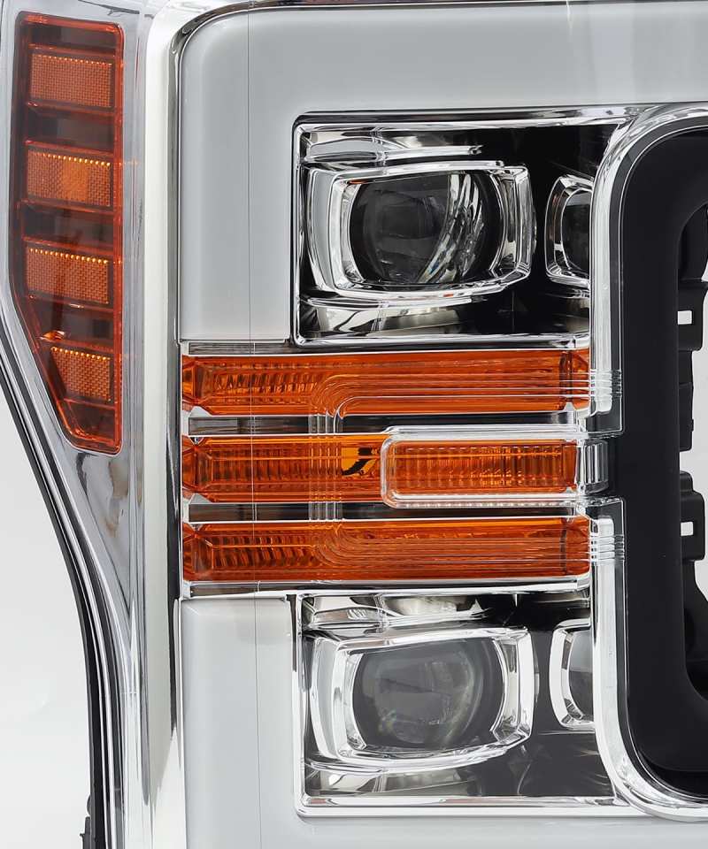 AlphaRex 17 - 19 Ford F - 250 SD PRO - Series Proj Headlights Plank Style Chrome w/Activ Light/Seq Signal - My Store