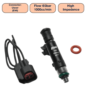 compare product DeatschWerks Universal 1000cc Single Fuel Injector / 60mm Length / 14mm O-Ring Seals