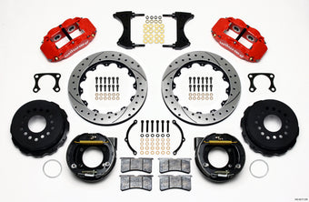 compare product Wilwood Narrow Superlite 4R Rear P-Brk Kit 12.88in Drilled Red Big Ford Old Style 2.36in Offset
