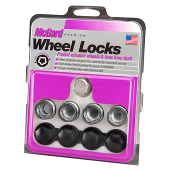 compare product McGard Wheel Lock Nut Set - 4pk. (Under Hub Cap / Radius Seat) M14X1.5 / 19mm Hex / .890in. L w/Caps