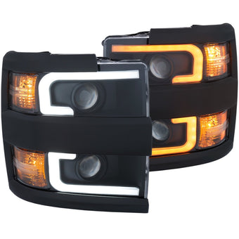 compare product ANZO Projector Headlights 15-17 Chevrolet Silverado 2500HD / 3500HD Black w/ Black Rim