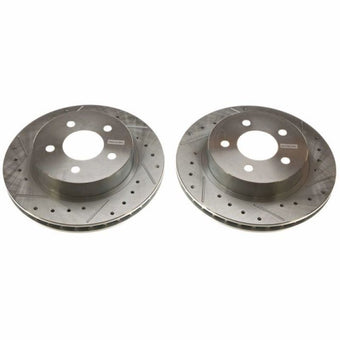 compare product Power Stop 84-86 Ford Mustang Rear Evolution Drilled & Slotted Rotors - Pair