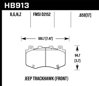 compare product Hawk 18-19 Jeep Grand Cherokee Trackhawk HPS 5.0 Front Brake Pads