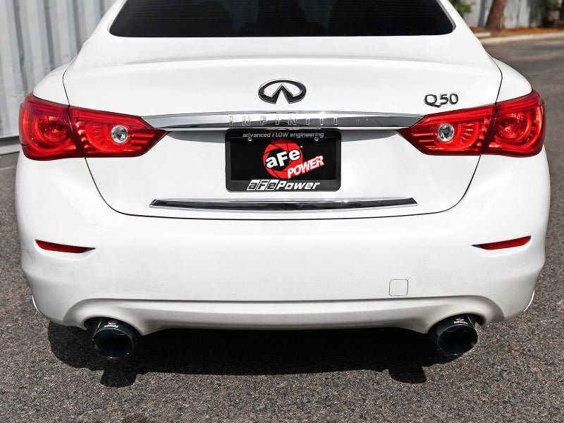 aFe Takeda 2.5in 304 SS Cat - Back Exhaust System w/ Black Tips 16 - 18 Infiniti Q50 V6 - 3.0L (tt) - My Store