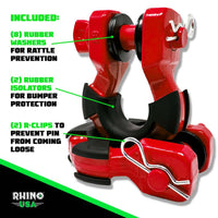 Rhino USA 8T Super Shackle 2 - Pack (Red) - My Store