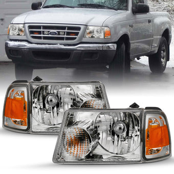 compare product ANZO 2001-2011 Ford Ranger Crystal Headlight Chrome w/Corner Lights (OE Replacement)