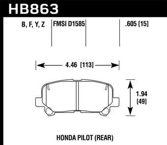 compare product Hawk 12-15 Honda Pilot Performance Ceramic Street Rear Brake Pads