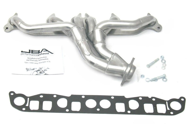 JBA 91 - 99 Jeep 4.0L 1 - 1/2in Primary Silver Ctd Cat4Ward Header - My Store