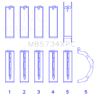compare product King Engine Bearings Ford 302 CID Coyote (Size STD) Performance Coated Main Bearing Set - Size STD