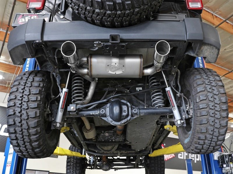 aFe Rebel Series 2.5in 409 SS Axle - Back Exhaust w/Polished Tips 07+ Jeep Wrangler (JK) V6 3.6L/3.8L - My Store