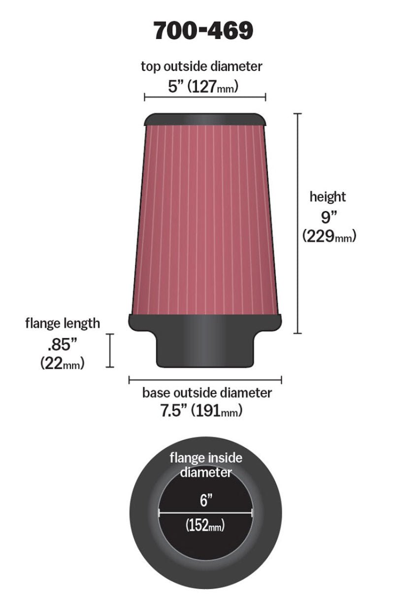 Airaid Universal Air Filter - Cone 6 x 7 1/4 x 5 x 9 - My Store