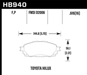 compare product Hawk 16-17 Toyota Hilux Street HPS Front Brake Pads