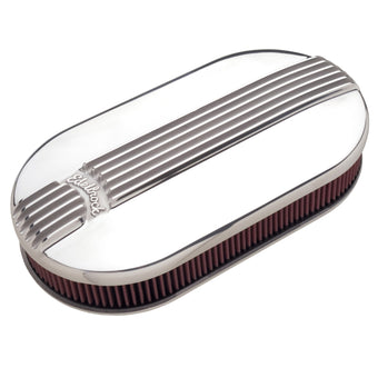 compare product Edelbrock Air Cleaner Classic Series Oval Aluminum Top Dual Carburetor Polished