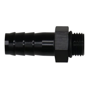compare product DeatschWerks 6AN ORB Male to 1/2in Male Triple Barb Fitting (Incl O-Ring) - Anodized Matte Black