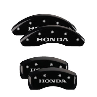 compare product MGP 4 Caliper Covers Engraved Front & Rear Black Power Coat Finish Silver Characters - Honda