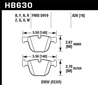 compare product Hawk 04-10 BMW 535i/545i/550i / 04-10 645Ci/650i /02-09 745i/745Li/750 HPS 5.0 Street Brake Pads