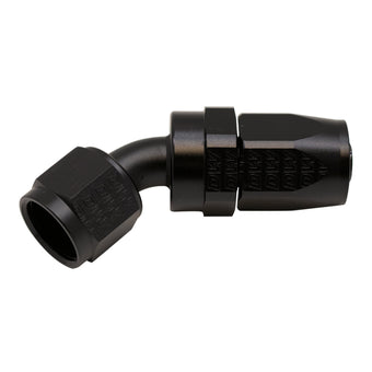 compare product DeatschWerks 8AN Female Swivel 45-Degree Hose End CPE - Anodized Matte Black