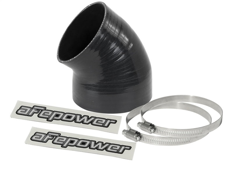 aFe Magnum FORCE CAI Univ. Silicone (4.125in to 3.5in ID / 49 Deg.) Elbow Reducing Coupler - Black - My Store