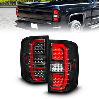 compare product ANZO 14-18 GMC Sierra 1500 Full LED Taillights Black Housing Clear Lens (w/C Light Bars)