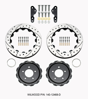 compare product Wilwood Pro-Matrix Rear Kit Drilled 05-12 Mustang GT (2pc Hat/Rtr)