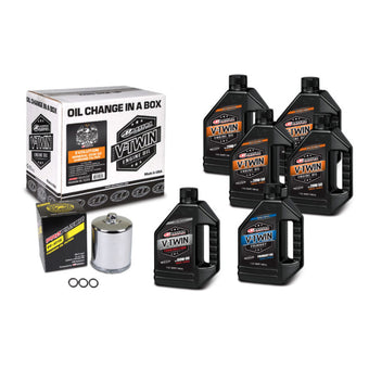 compare product Maxima V-Twin Oil Change Kit Mineral w/Chrome Filter Evolution